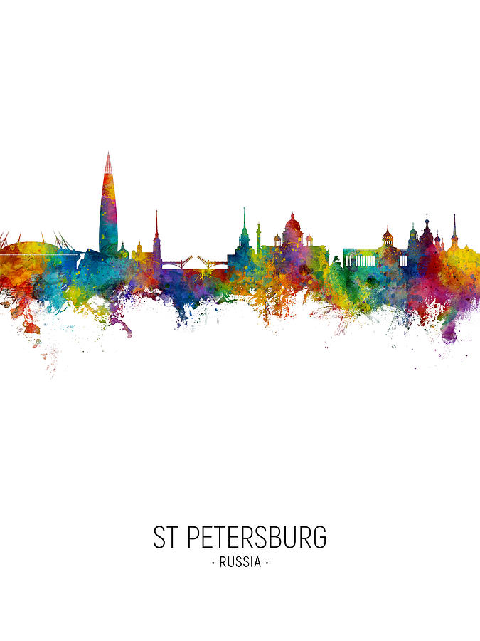 Skyline Digital Art - St Petersburg Russia Skyline #50 by Michael Tompsett
