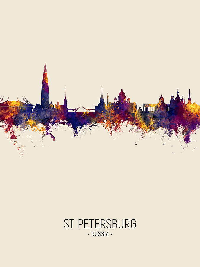 Skyline Digital Art - St Petersburg Russia Skyline #51 by Michael Tompsett
