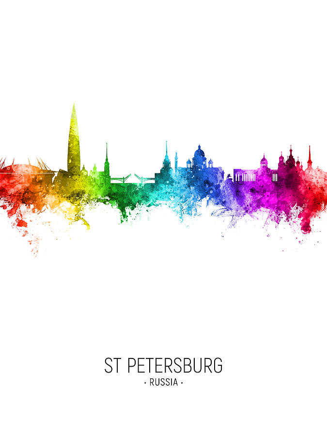 Skyline Digital Art - St Petersburg Russia Skyline #53 by Michael Tompsett