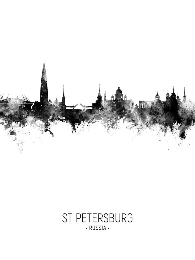 Skyline Digital Art - St Petersburg Russia Skyline #54 by Michael Tompsett