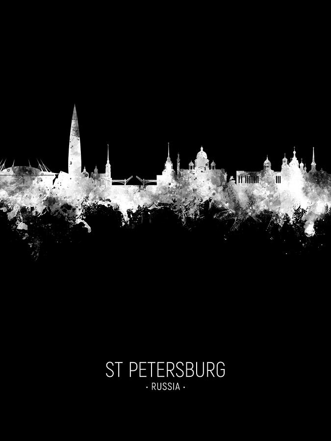 Skyline Digital Art - St Petersburg Russia Skyline #55 by Michael Tompsett