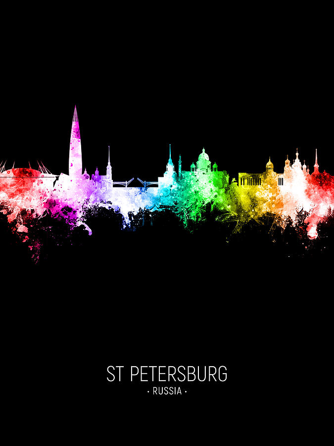 Skyline Digital Art - St Petersburg Russia Skyline #56 by Michael Tompsett