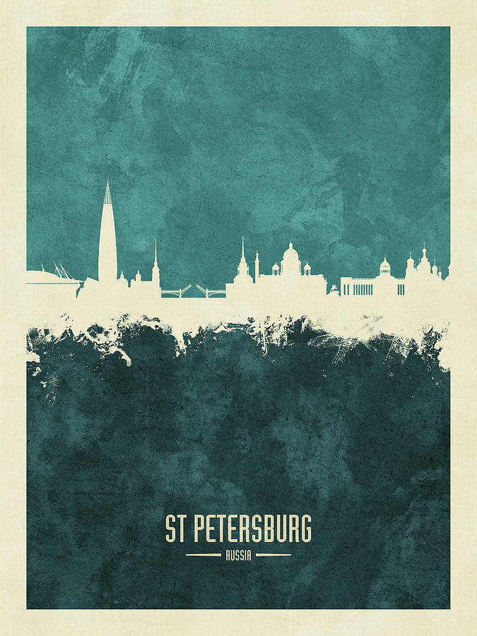 Skyline Digital Art - St Petersburg Russia Skyline #57 by Michael Tompsett