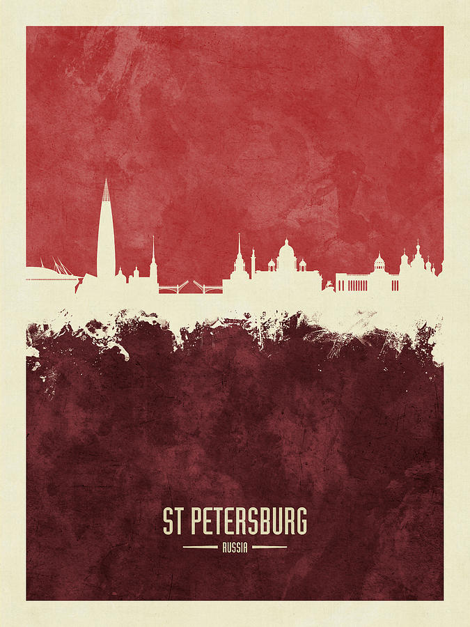 Skyline Digital Art - St Petersburg Russia Skyline #58 by Michael Tompsett