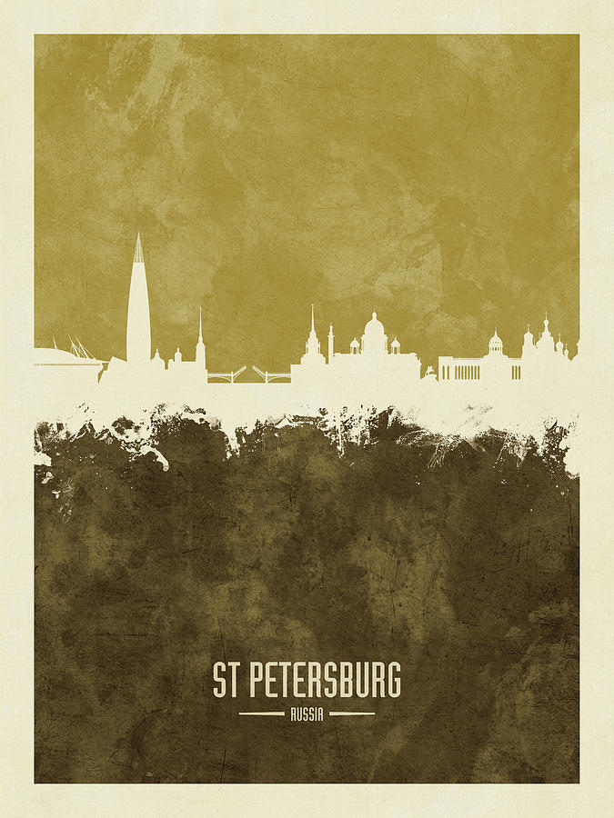 Skyline Digital Art - St Petersburg Russia Skyline #59 by Michael Tompsett