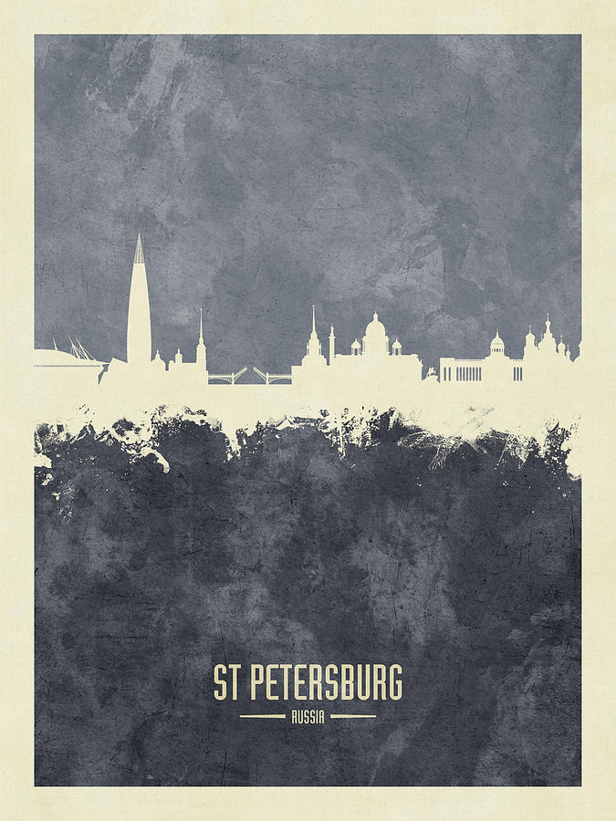 Skyline Digital Art - St Petersburg Russia Skyline #60 by Michael Tompsett