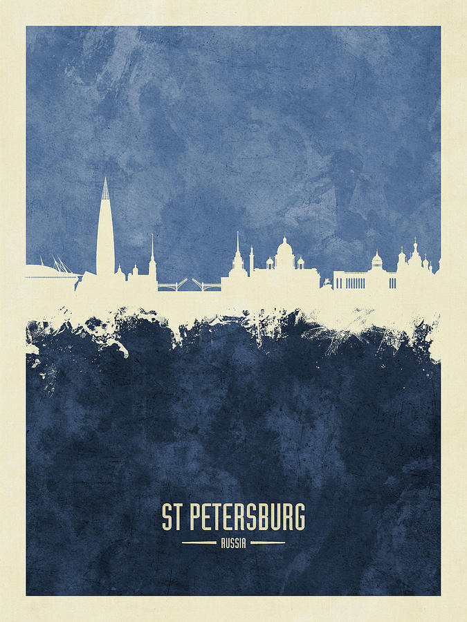 Skyline Digital Art - St Petersburg Russia Skyline #61 by Michael Tompsett