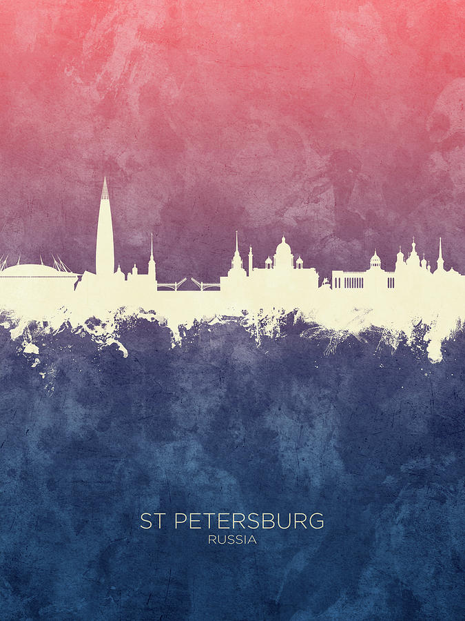 Skyline Digital Art - St Petersburg Russia Skyline #62 by Michael Tompsett