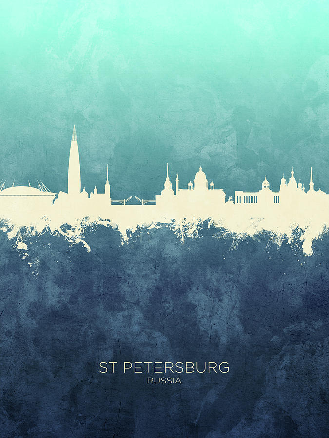Skyline Digital Art - St Petersburg Russia Skyline #63 by Michael Tompsett