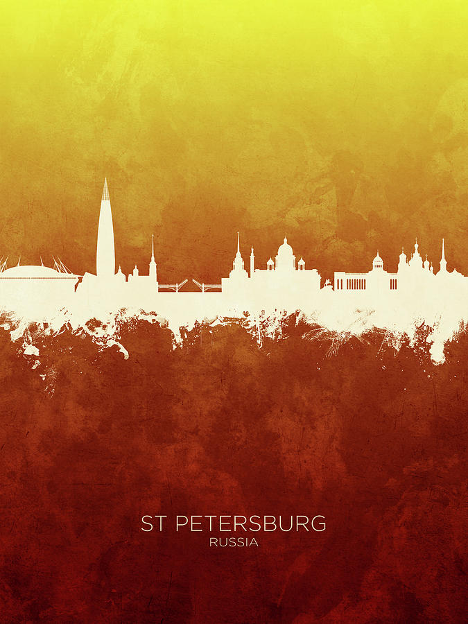 Skyline Digital Art - St Petersburg Russia Skyline #65 by Michael Tompsett