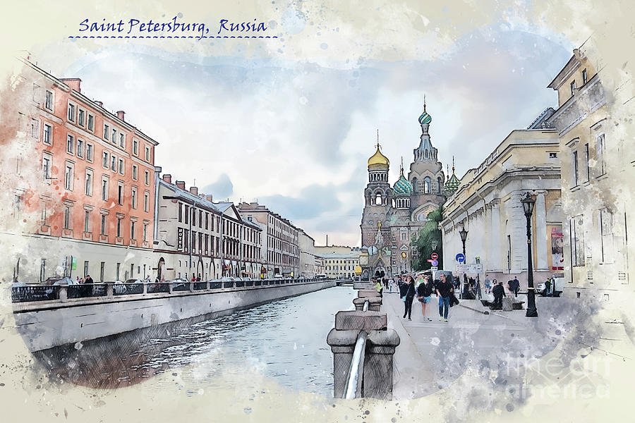 St-Petersburg sketch Digital Art by Ariadna De Raadt