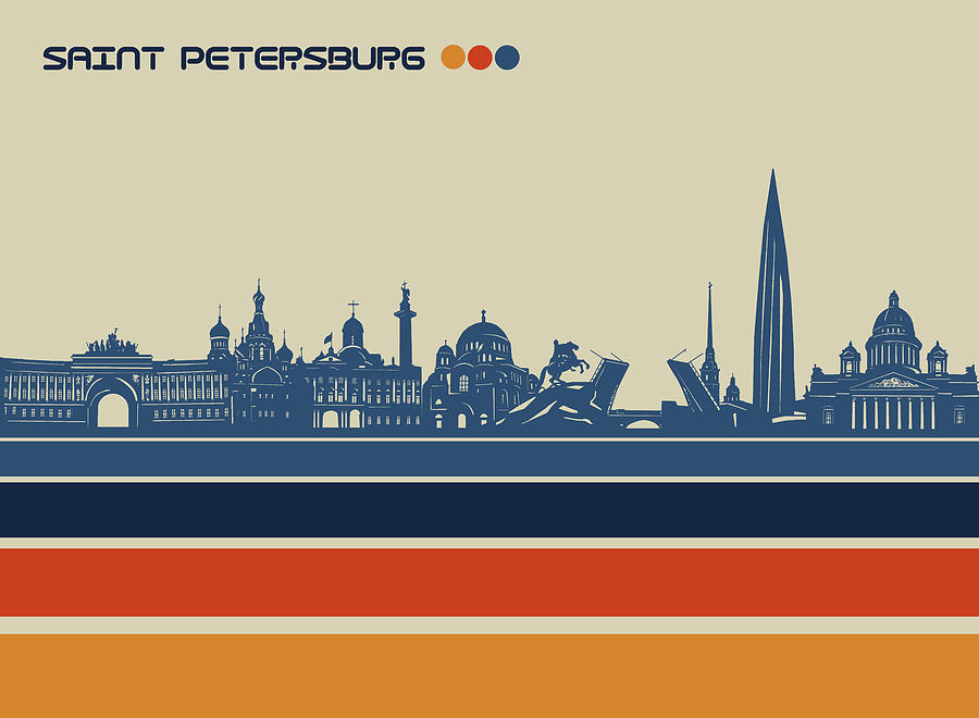 St Petersburg Skyline Retro 2 Digital Art