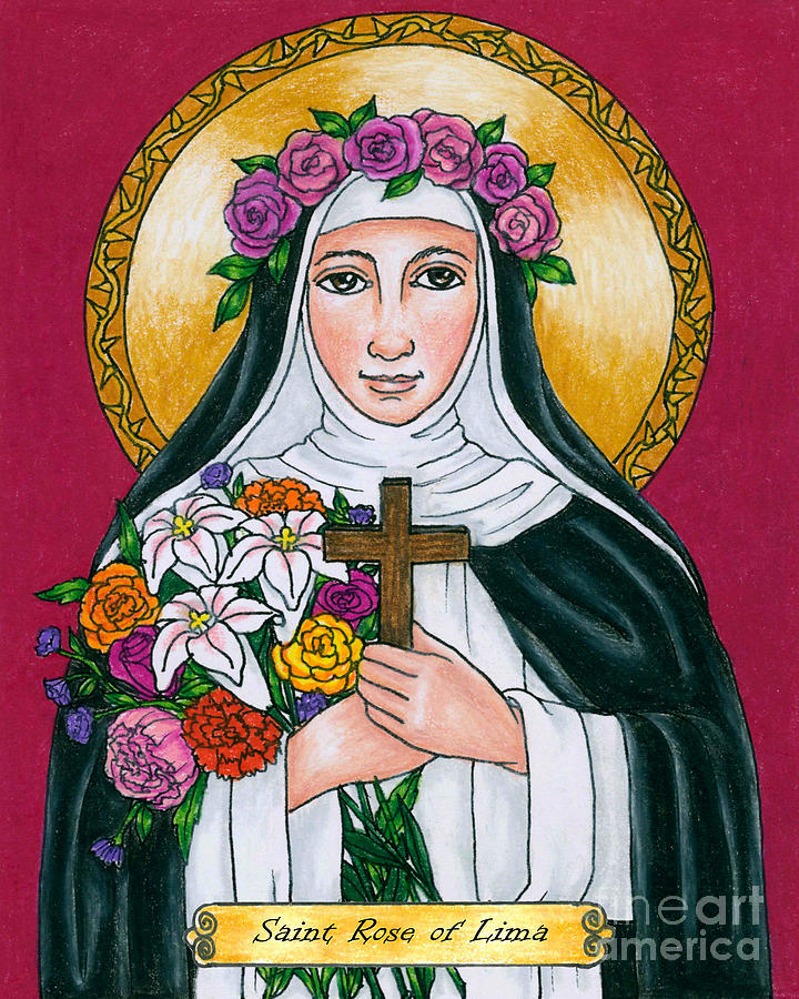 St. Rose of Lima - BNSRL Painting by Brenda Nippert