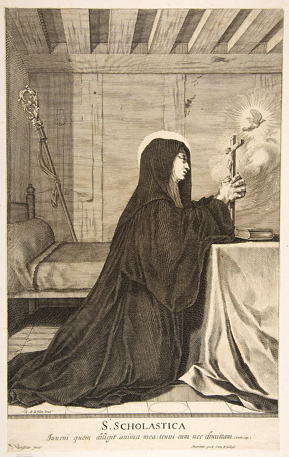 St. Scholastica  Drawing by Gilles Rousselet