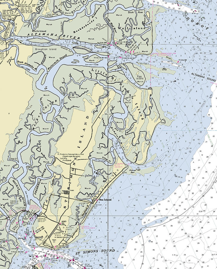 St Simons Island Nautical Chart Digital Art by Bret Johnstad