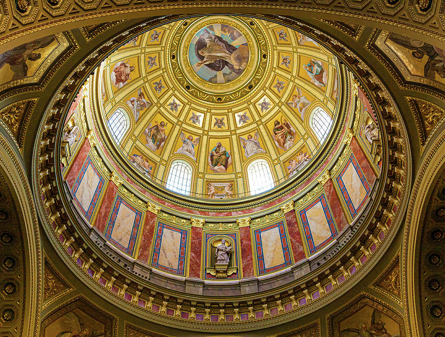 Architecture Photograph - St. Stephens Basilica Ceiling by Dave Bowman