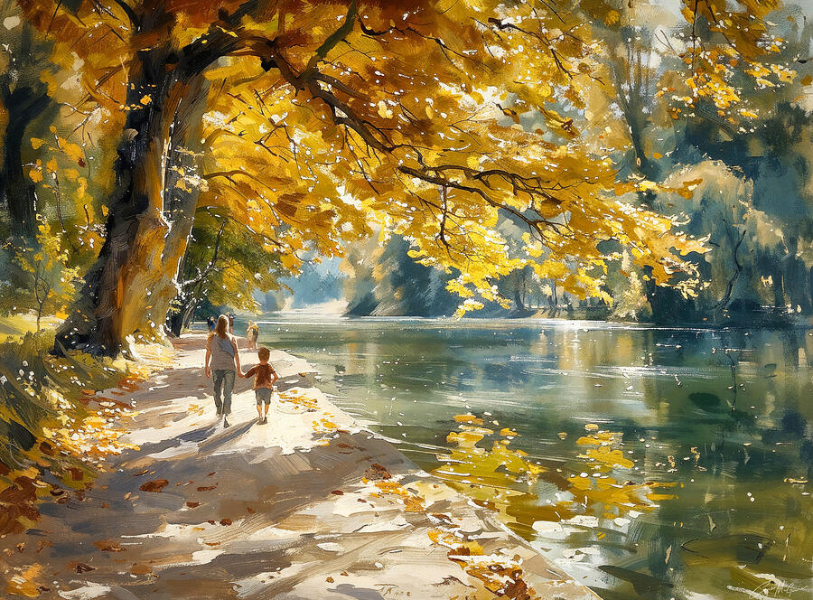 St. Stephens Green, Dublin City In Autumn Painting