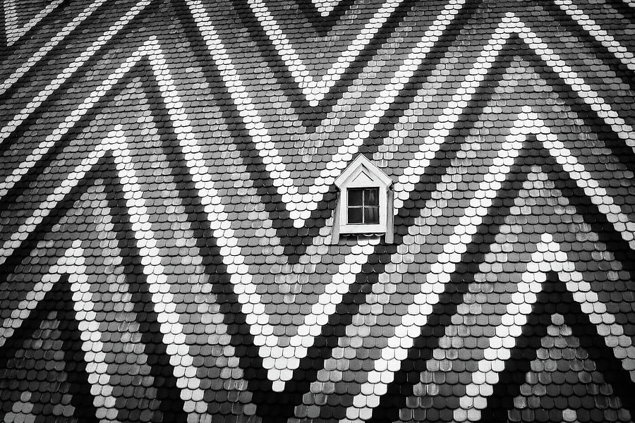 St Stephens Vienna Roof Detail Black and White  Photograph by Carol Japp