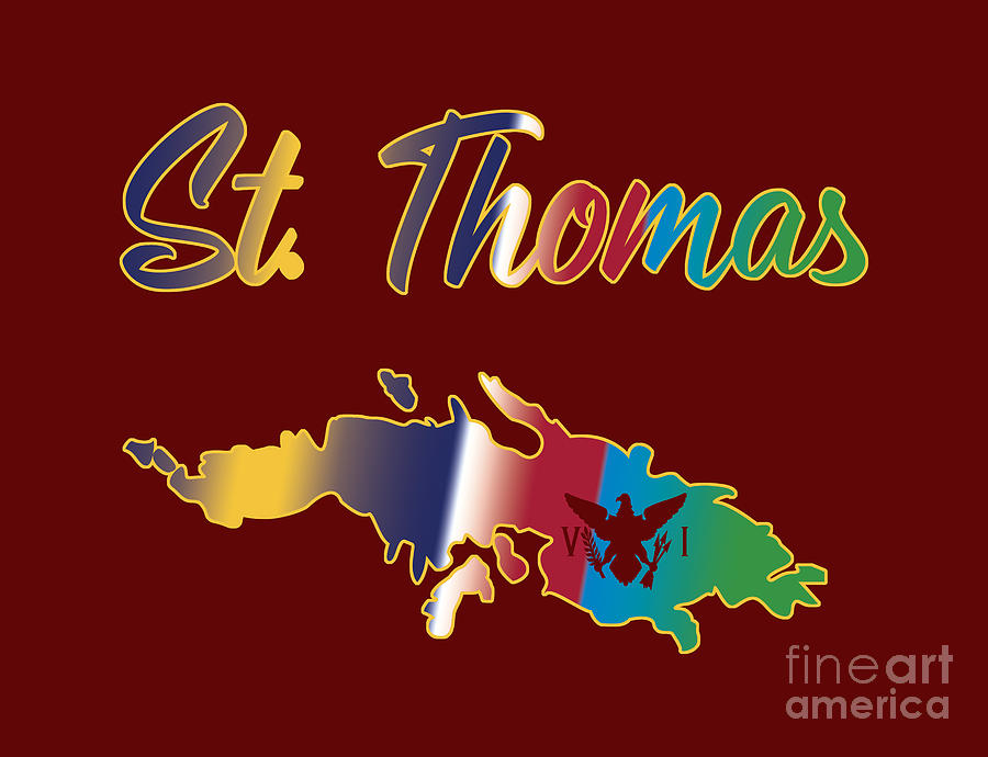 St. Thomas, Souvenir, Vacation, Travel, Beach, Caribbean, St Thomas, Island, Aesthetic, Digital Art by David Millenheft