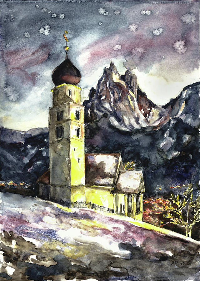 St. Valentin Church in Seis - South Tyrol, Italy Painting by Barbara ...