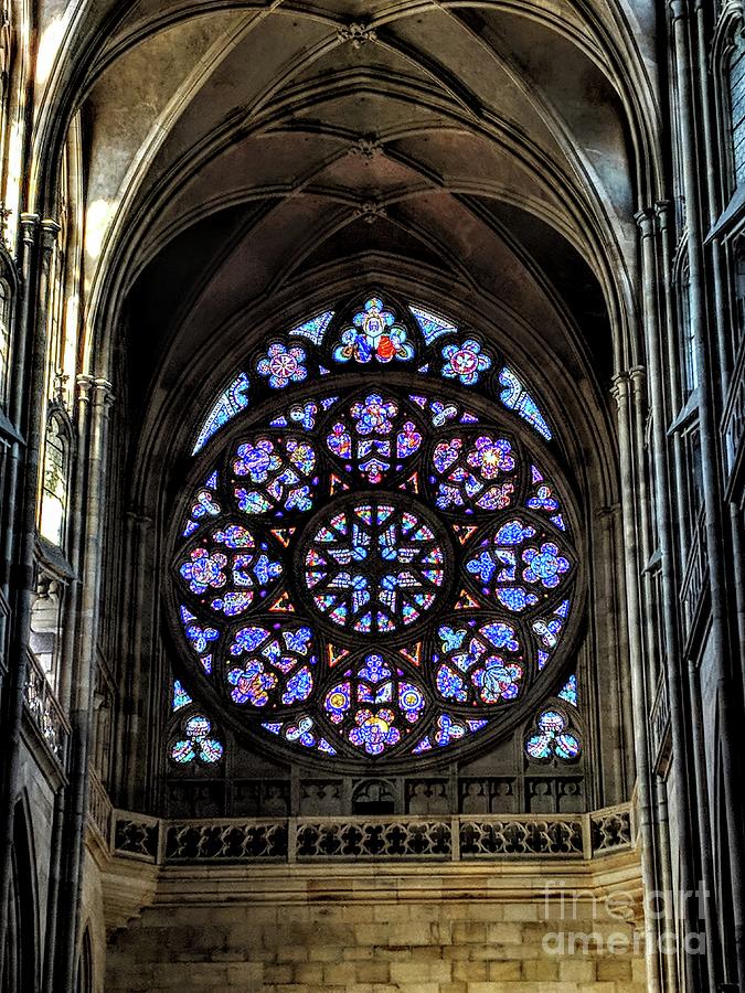 Architecture Photograph - St. Vituss Cathedral Stained Glass by Kaitlyn Somazze