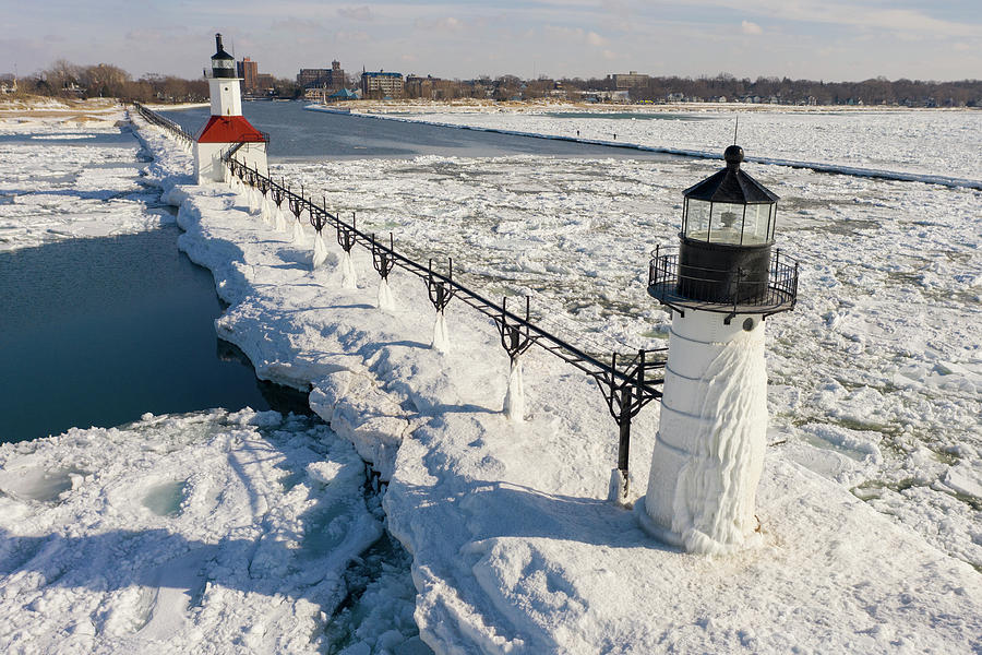 St Winter Joesph Lighthouse by Drone Photograph by John McGraw
