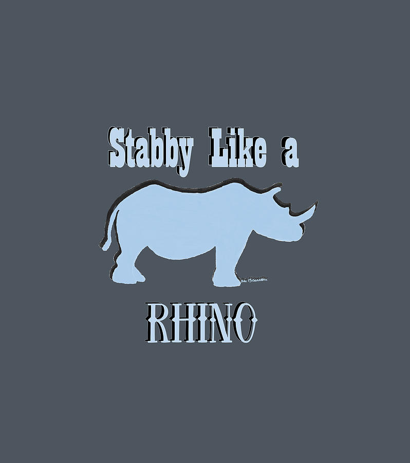 Stabby Like a Rhino in Light Blue  Mixed Media by Ali Baucom
