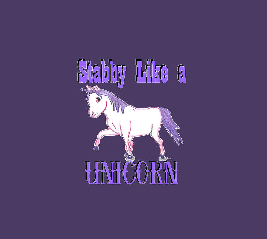 Stabby Like a Unicorn 4 Purple Letters Mixed Media by Ali Baucom