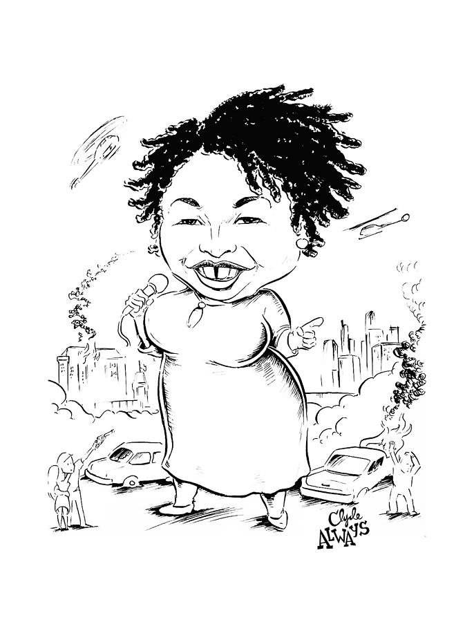 Caricature Drawing - Stacey Abrams by Clyde Always