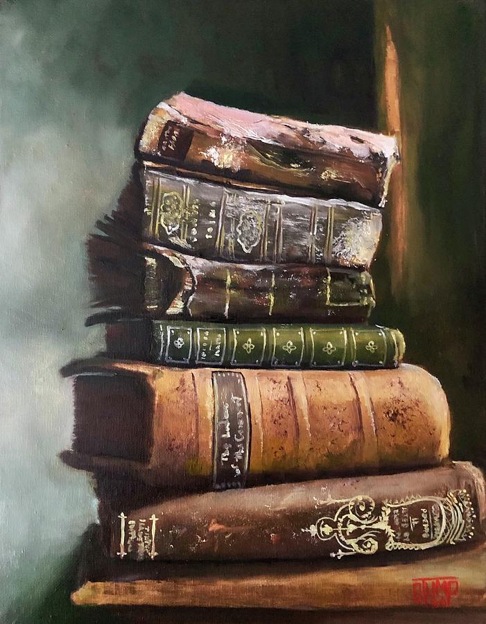 Stack of Books Painting by Kendall Stump - Pixels