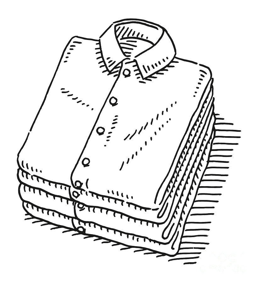 Stack Of Mens Shirts Drawing Drawing by Frank Ramspott - Pixels