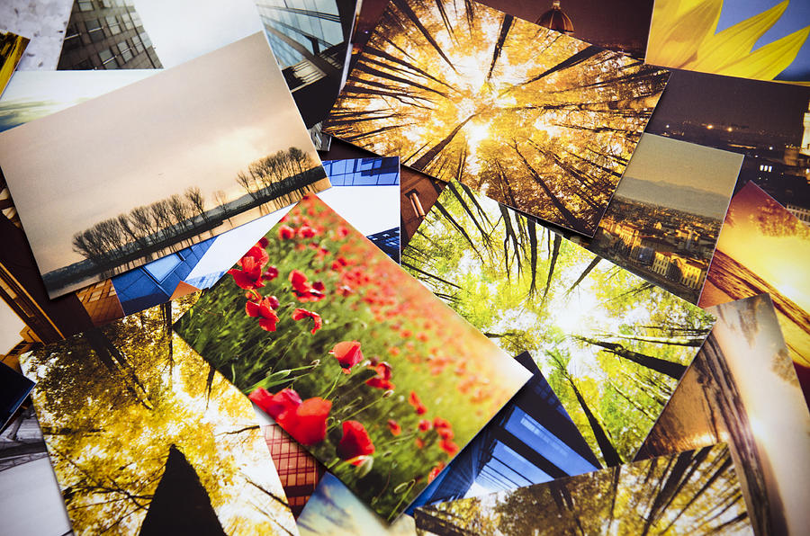 Stack of printed colorful images Photograph by Franckreporter