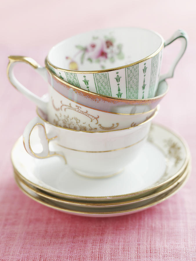 Stack of Teacups Photograph by Alexandra Grablewski