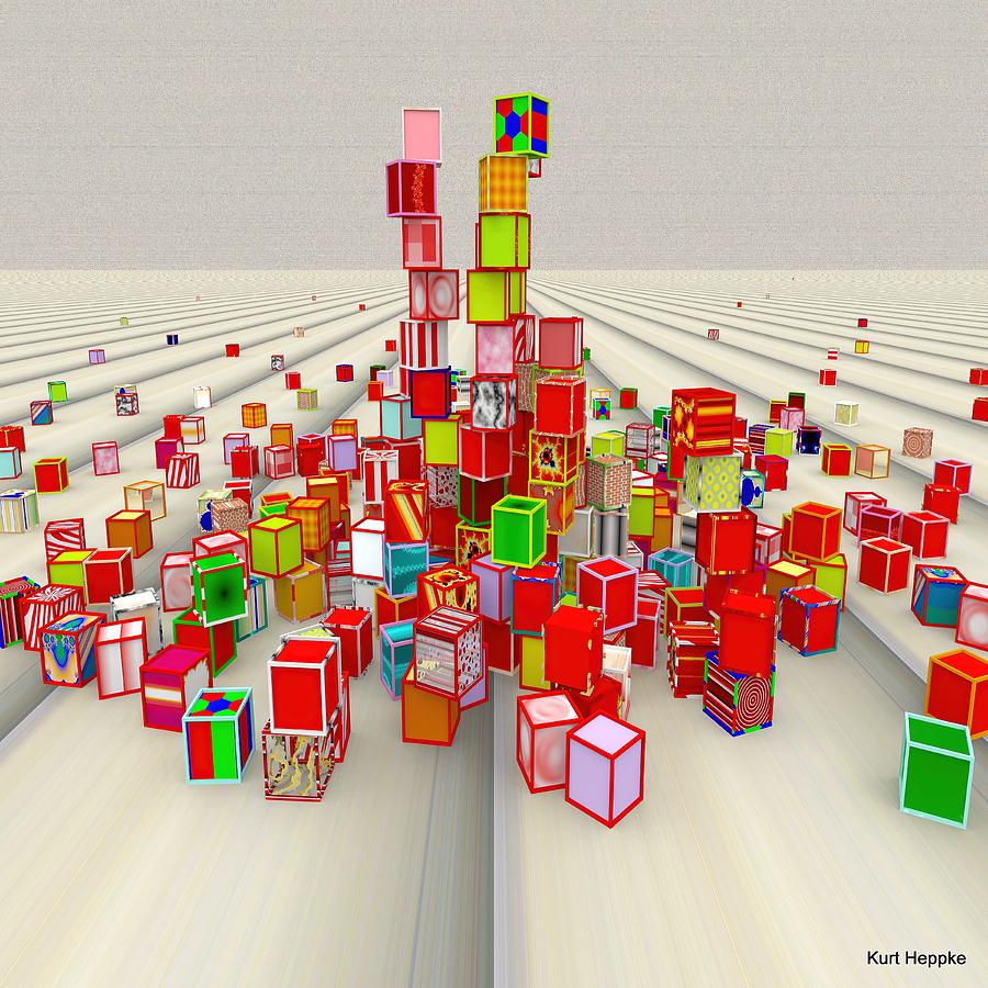 Stacked cubes the big one Digital Art by Kurt Heppke