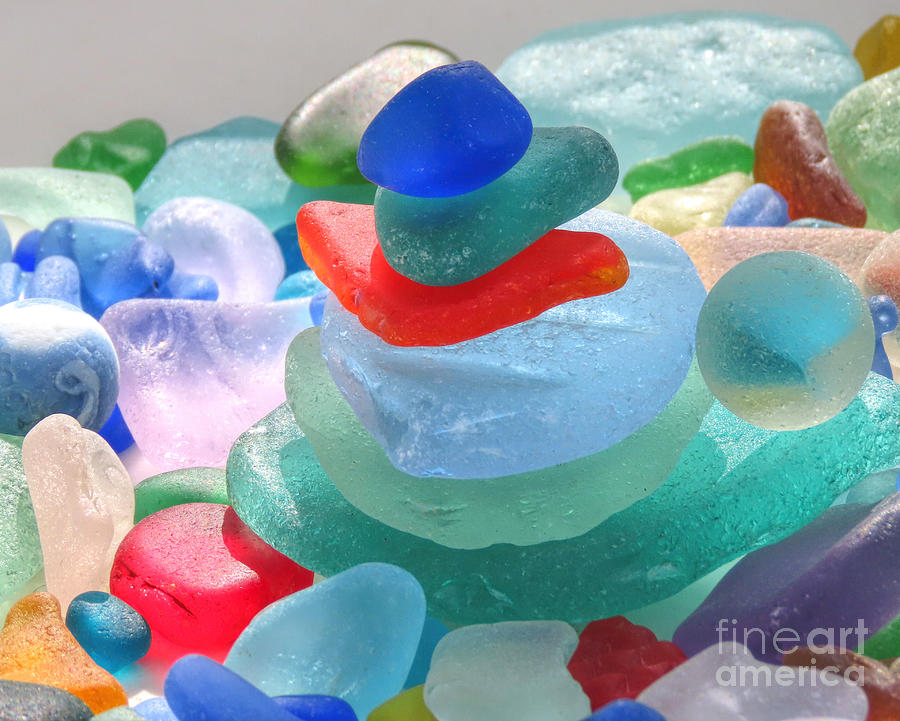 Stacked sea glass Photograph by Janice Drew