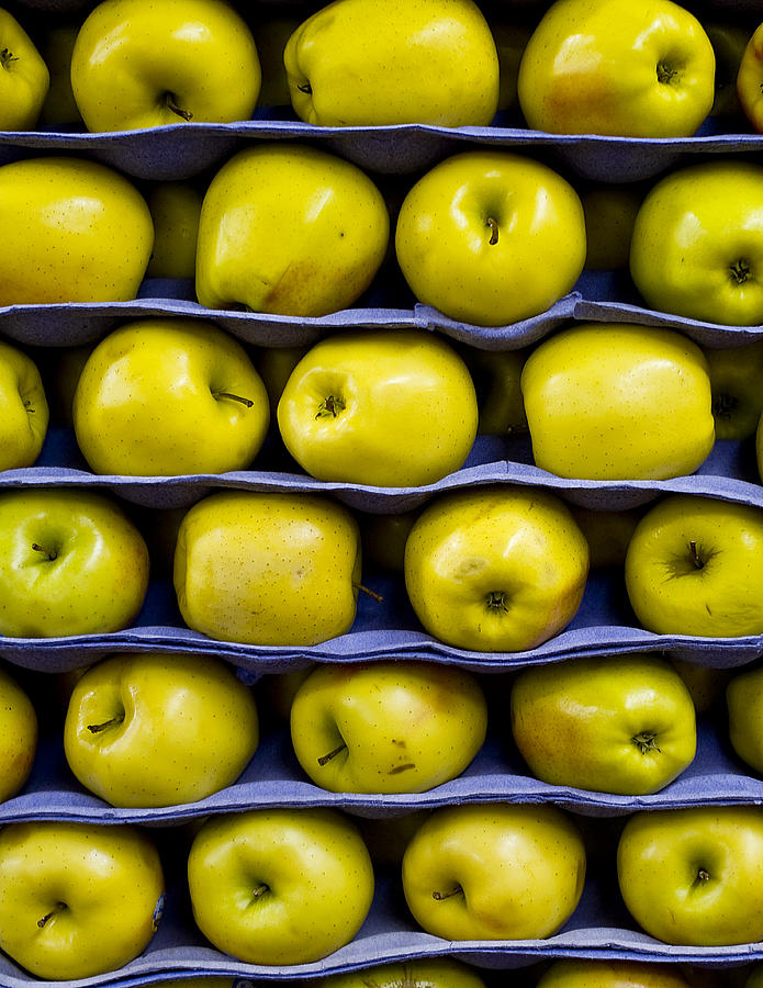 Stacked yellow apples Photograph by Beverly Logan