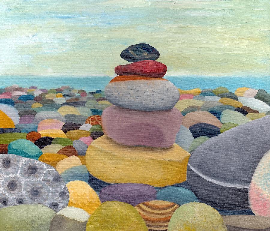 Stacking Stones Painting by Michelle Calkins