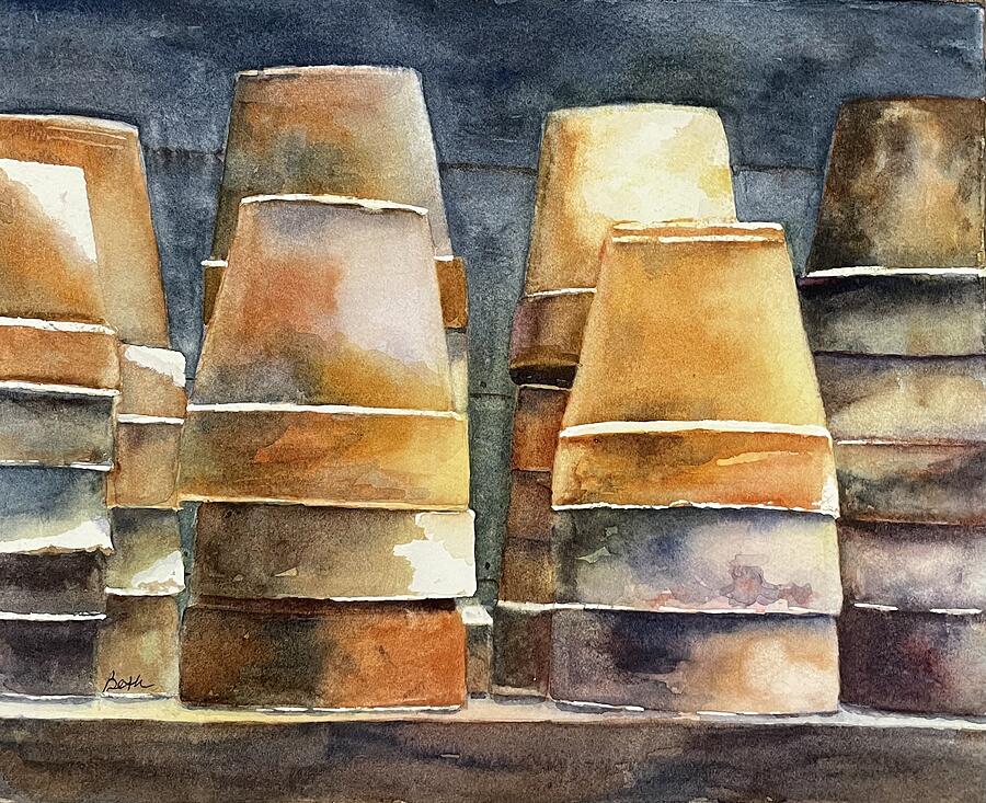 Stacks of Pots Painting by Beth Fontenot