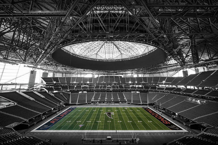 Atlanta Falcons Mercedes Benz Stadium Blueprint Football Print 