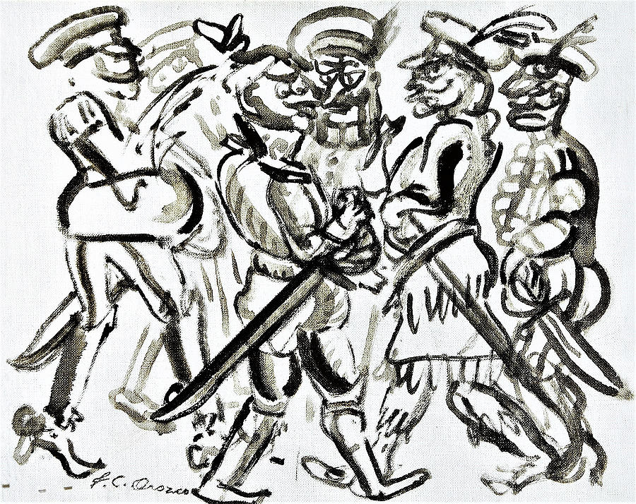 Staff of jesters, Estado mayor de bufones - Digital Remastered Edition Painting by Jose Clemente Orozco