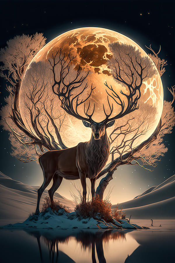 Stag Fantasy Digital Art by Wes and Dotty Weber