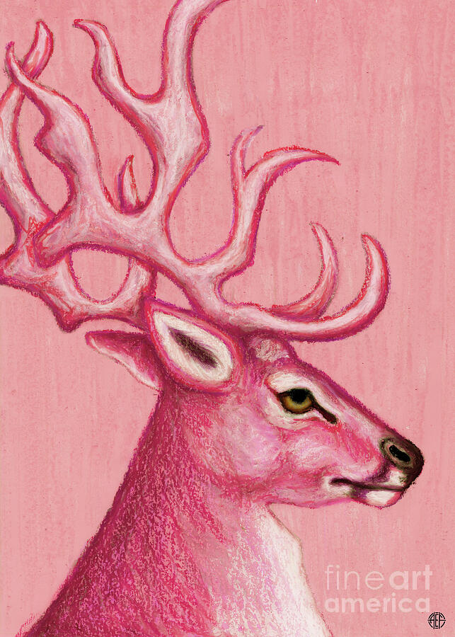 Stag Portrait, Carnation Coronation Painting by Amy E Fraser