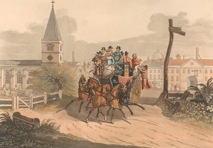 Stage Coach Setting Off Relief by Robert Havell