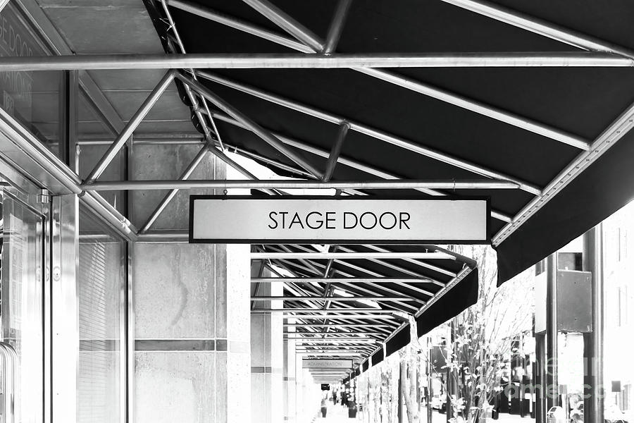 Stage Door Sign in Black and White Photograph by Bentley Davis