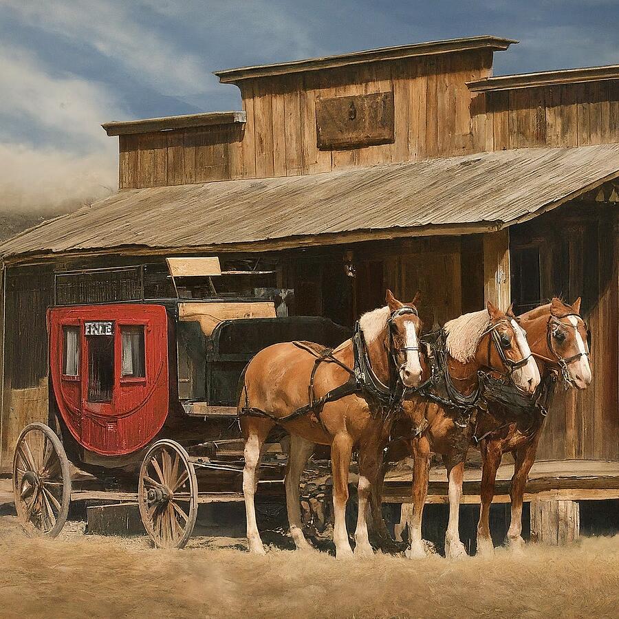 Horse Digital Art - Stagecoach by Gary Wilcox