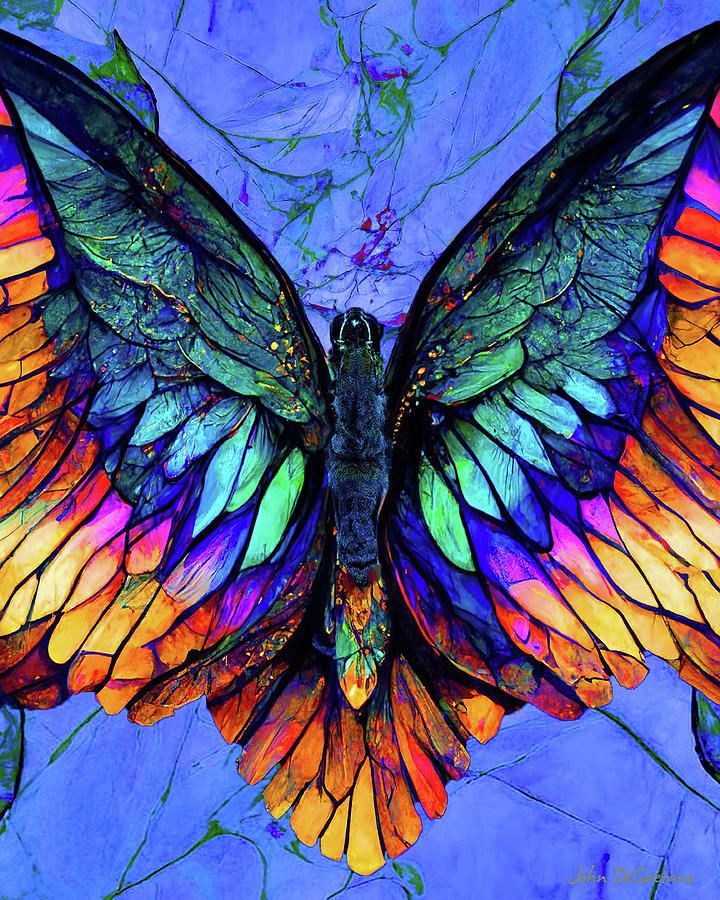 Tinted Glass Butterfly Mixed Media by John DeGaetano