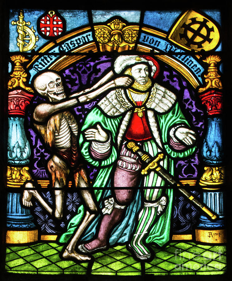 Dance of Death Stained Glass Window - Minster 2 - Bern - Switzerland Photograph by Gary Whitton
