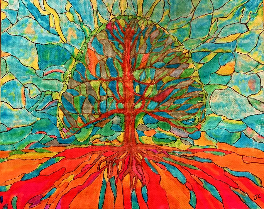 Stain Glass Tree Painting by John Cunnane - Fine Art America