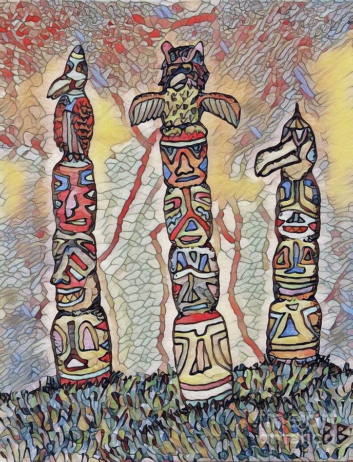Stain Glassed Totems Painting by Bradley Boug