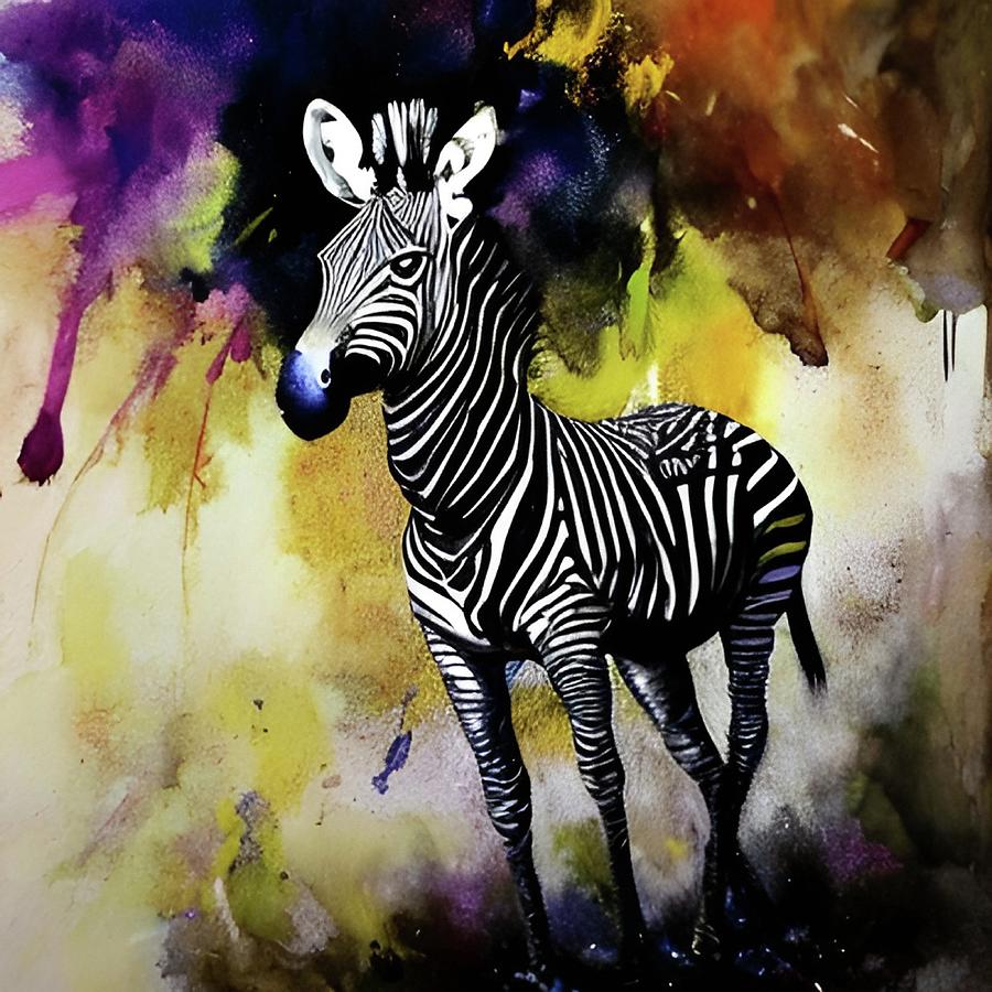 Stained Beautiful African baby Zebra Savannah Colors Digital Art by ...